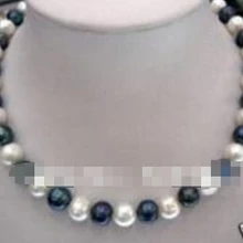 1373 8-9 мм потрясающее 1" натуральное черно-белое жемчужное ожерелье
