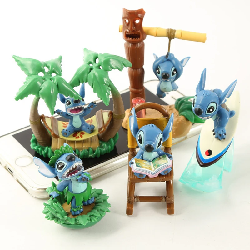 Disney Lilo & Stitch Мультяшные куклы Стич Гавайские статуэтки для праздников декорации