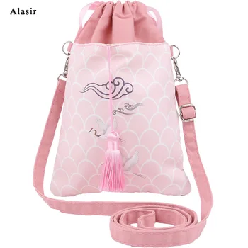 

Alasir Women Small Messenger Bags Vintage Chinese Style Phone Bags Canvas Shoulder Bags Artsy Tassel Mini Designer Handbags
