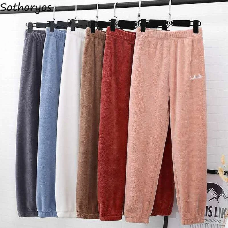 Women Sleep Bottoms Warm Comfortable Korean Style Fashion Embroidery