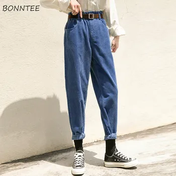 

Pants Women Retro Corduroy Korean Style Leisure Spring Straight All-match Trousers Trendy Student BF Streetwear Daily Loose Chic