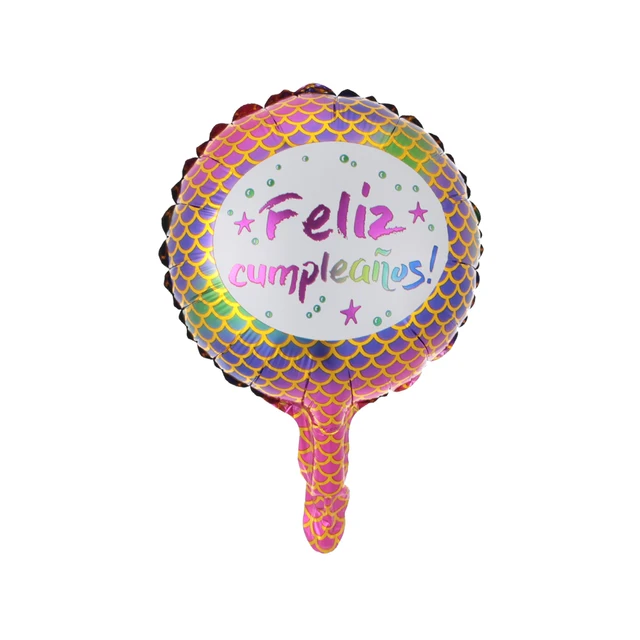 10pcs/lot 10inch Feliz Cumpleanos Spanish Happy Birthday Balloons Round Mylar Helium Balloon Happy Birthday Party Air Globos 31