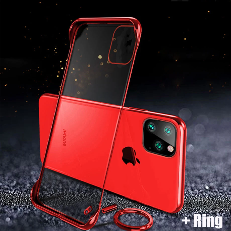 Для iPhone 11 Pro Max X XS Max XR 7 8 Plus 6 6s Plus Мода 6,1 5,8 6,5 покрытие прозрачное бескаркасное жесткое кольцо для ПК - Цвет: ZRed