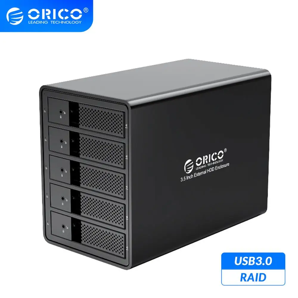 ORICO Aluminum 5 bay USB3.0 to SATA HDD Enclosure with RAID Function 8TB Support 
