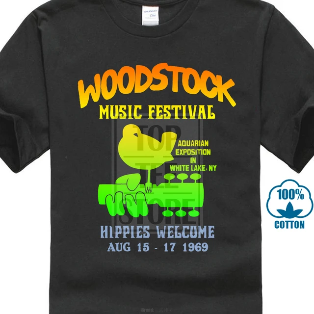Summer Famous Brand Authentic Woodstock Music Festival Bird Guitar Logo Hippies Welcome 1969 T Shirt Band Logo Tee Shirt - T-shirts - AliExpress