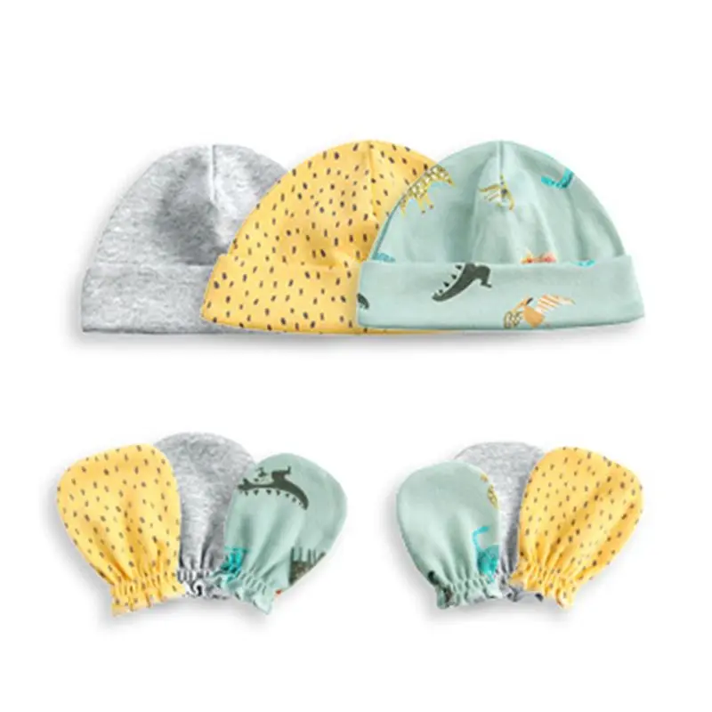 1 комплект; шапка для маленьких мальчиков и девочек; перчатки унисекс для младенцев; мягкая хлопковая кепка; перчатки с защитой от царапин; аксессуары для новорожденных; D08C - Цвет: 08
