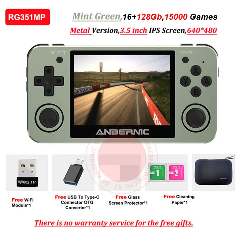 128G ANBERNIC RG351MP RG351M Retro Game Console PS1 Emulator Aluminum Alloy Shell 3.5" IPS Screen Handheld Portable Console gift 