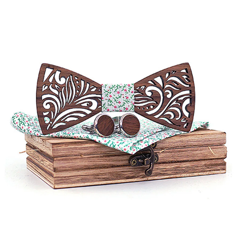  Womail Silk Tie And Handkerchief Sets 2019 Fashion New Style Men's Bow Tie Wooden Men's Bowtie Wood