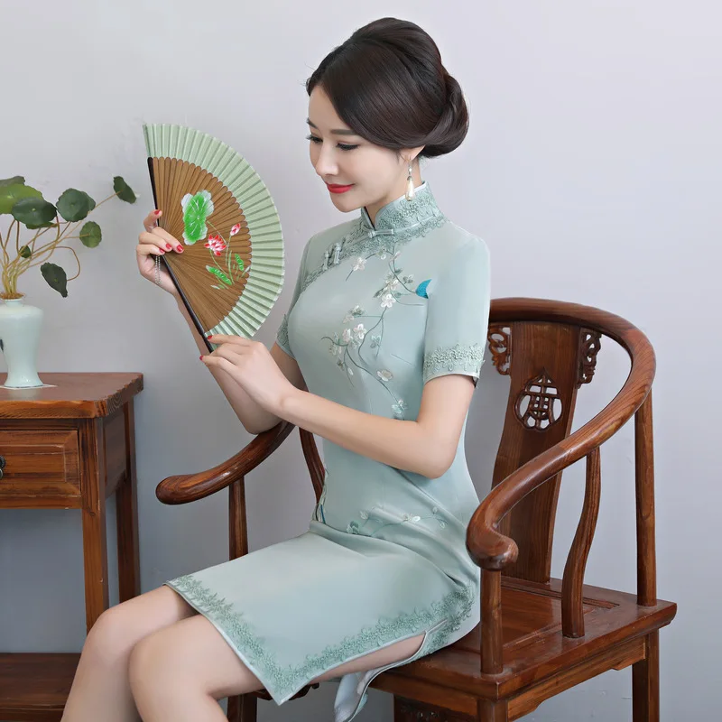 2020 Горячая Распродажа Новый летний длинный шелк в двухслойной Cheongsam каждый день