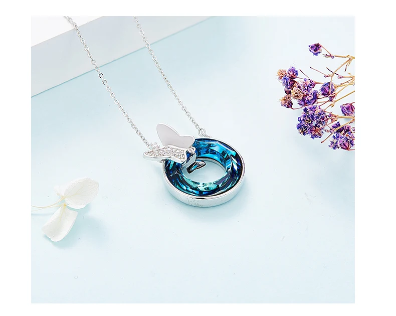 Cdyle многоцветные кристаллы от Swarovski подвеска в форме круга женское ожерелье с цирконом бабочка ювелирные изделия персонализированный подарок