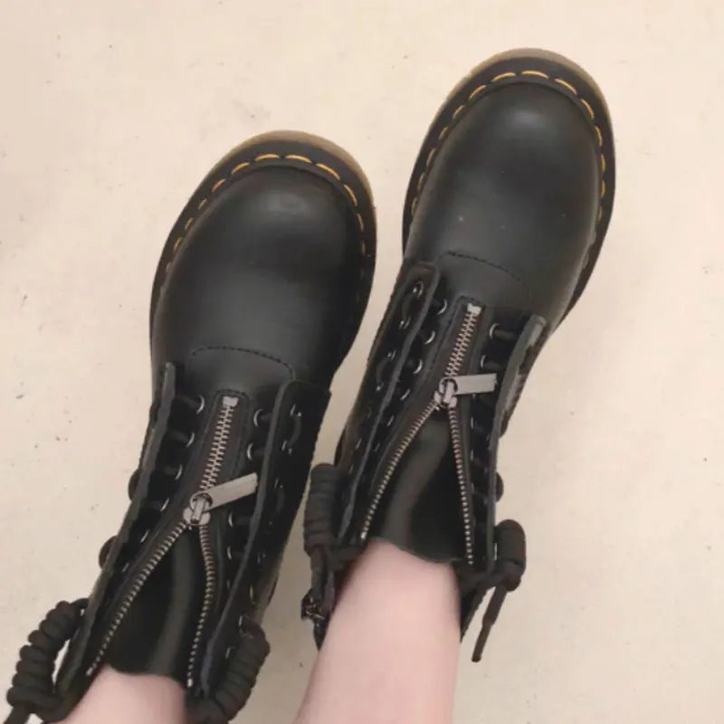 

Jady Rose Front Zipper Women Ankle Boots Thick Bottom Platform Rubber Shoes Woman British Botas Mujer Short Booties Flats