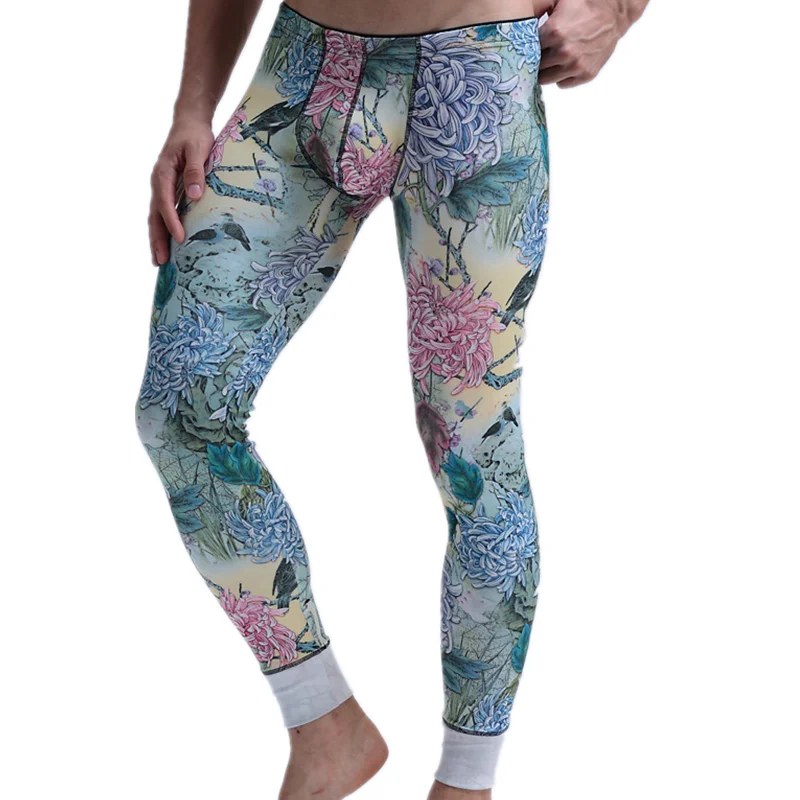 

Кальсоны мужские теплые, тонкие эластичные штаны из хлопка, модное пикантное нижнее белье с принтом, облегающие леггинсы