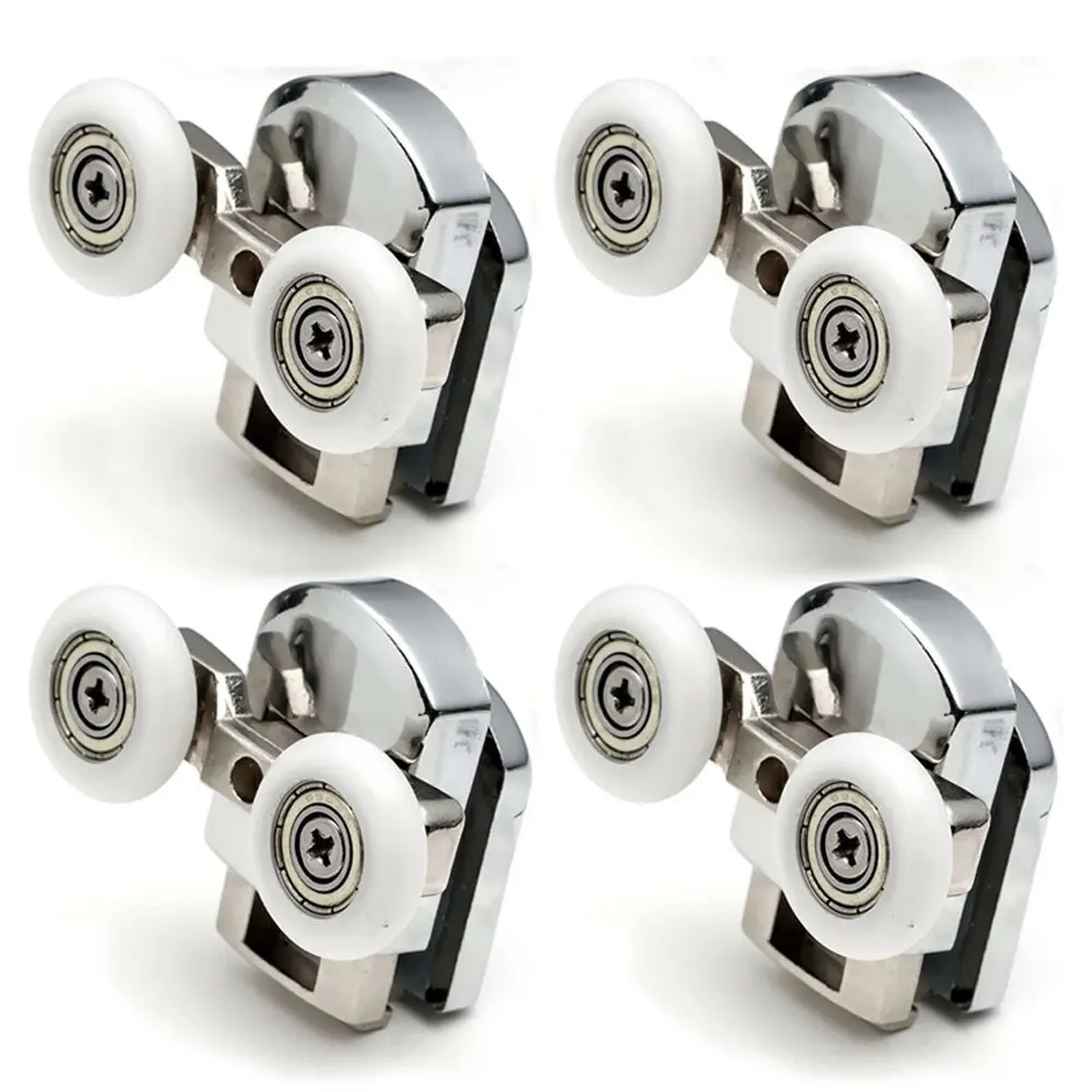 4pcs-8 개/대 샤워 도어 롤러 러너 23mm/25mm 아연 합금 이중 바퀴 교체 슬라이딩 샤워 도어 롤러 베어링 휠