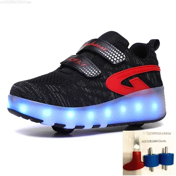 

2020 Children Two Wheels Luminous Glowing Sneakers Light Roller Skate Kids Led Shoes Boys Girls USB Charging