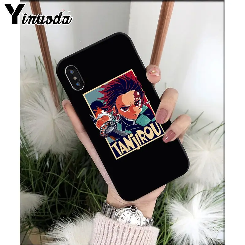 Yinuoda аниме демон Slayer Kimetsu no Yaiba TPU мягкий черный чехол для телефона Apple iPhone 8 7 6 6S Plus X