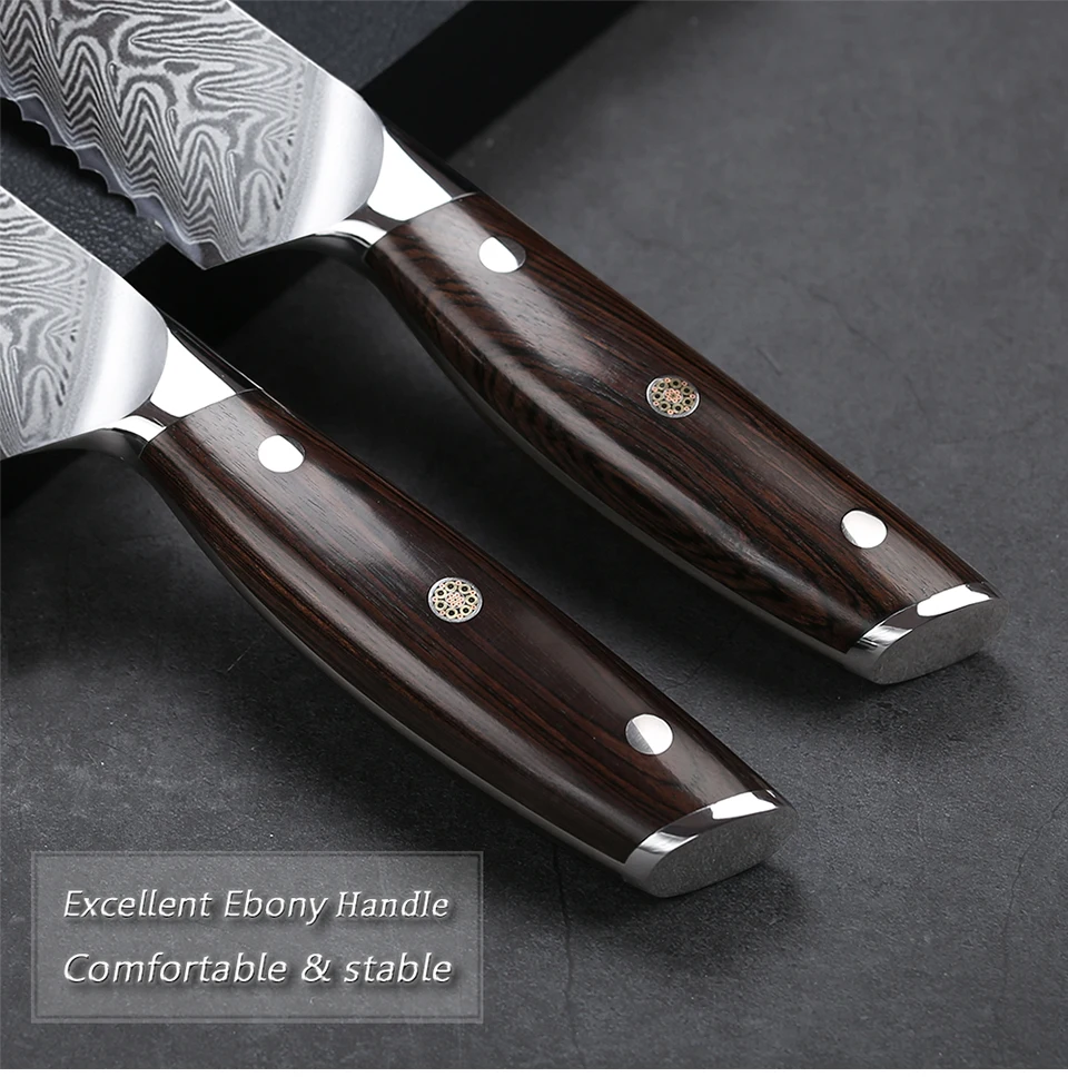 TURWHO 8 дюймов нож для хлеба 67 слоев дамасской нержавеющей стали кухонный нож высокого качества нож для торта и красная ручка сандалового дерева