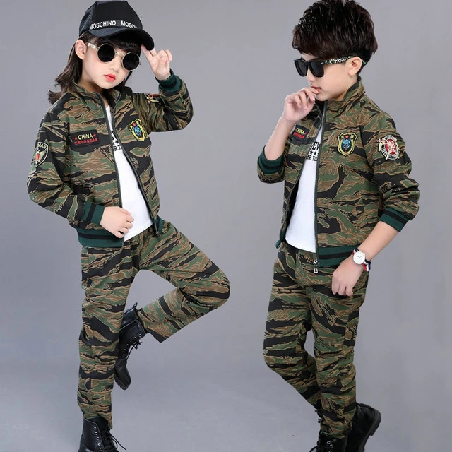 Conjunto De 2 Uds De Uniforme Del Ejército Para Ropa De Camuflaje Para Niños Y Niñas, Prendas De Vestir Y Pantalones Para Niños, Ropa Militar B215 - Para Niños - AliExpress