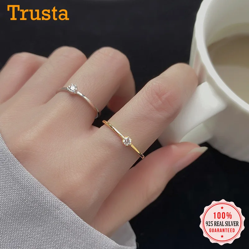 Trustdavis Genuine 925 Sterling Silver Simple Lovely Delicate Dazzling CZ Finger Ring For Women Gilr Jewelry DA975 | Украшения и