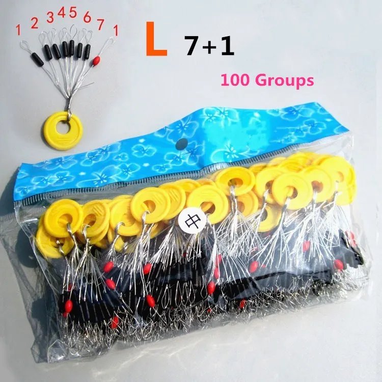 600pcs 100 Groups Rubber Stopper Fishing Line Resistance Fishing Connector Rolling Oval Beans Fly Fishing Bait Float Bobber - Color: 1 L