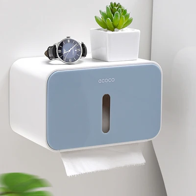 BLUE Креативная бумажная коробка для туалета, кухни, гостиной, водостойкая настенная присоска для ногтей, коробка для салфеток для полой бумаги, твердая бумага - Цвет: BLUE