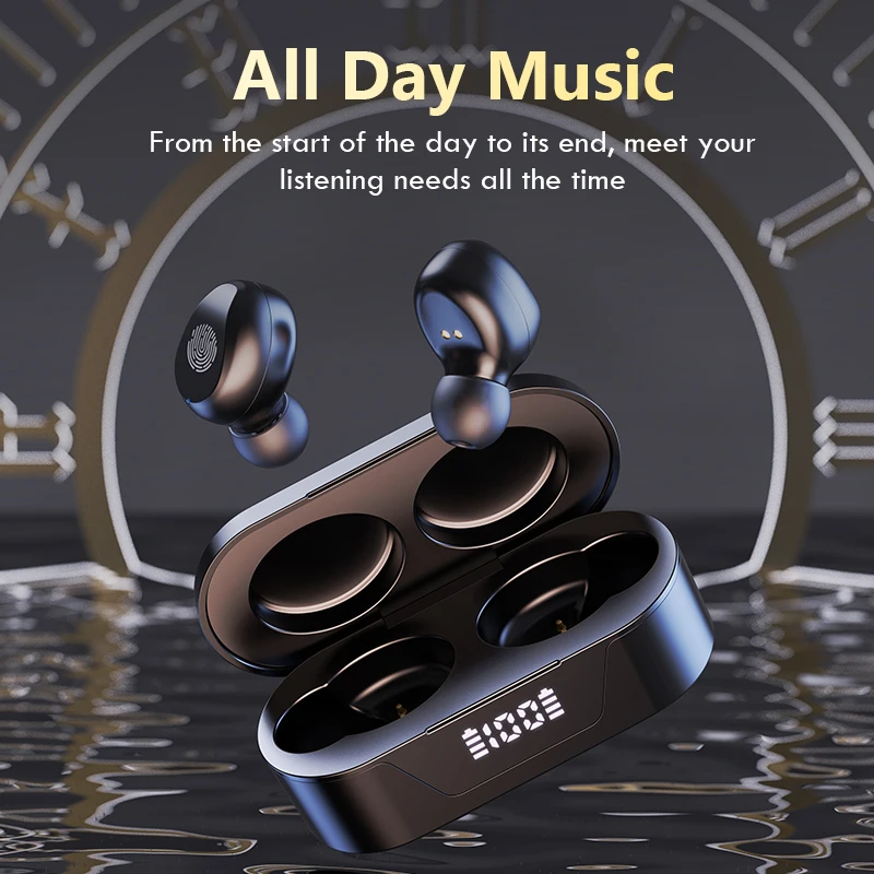 Wireless Headphones Touch Control Power Digit-Display Earphone Bluetooth Sport Waterproof With Mic wireless headphones
