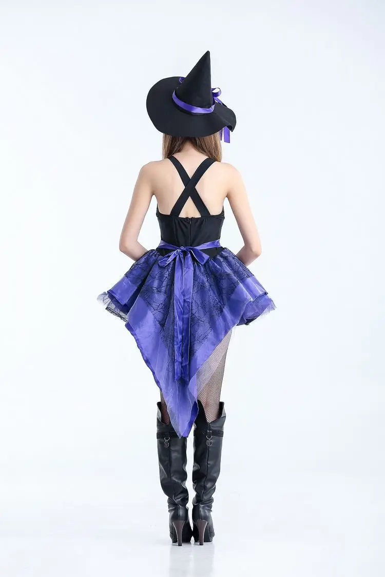 coscos, Дамское Платье на Хэллоуин, костюм ведьмы фиолетового цвета, вечерние маскарадные костюмы для сцены, платье ведьмы для девочек