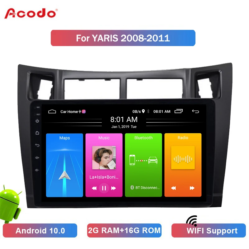 

ACODO 2+16G Android 10.0 Car Radio Multimedia Player For Toyota YARIS 2008-2011 Navigation GPS 2 din