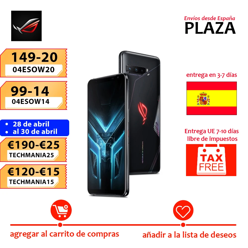 ASUS ROG Phone 3 Global Rom Version ROG3 E-Sports 30W Quick Charger Gaming Mobiel Phone 144Hz AMOLED Android 10 5G Smartphone
