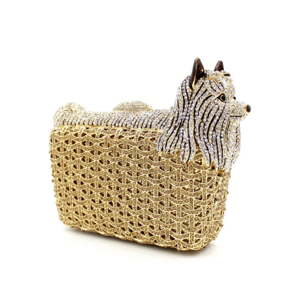 

Bl041 Puppy shui zuan bao with Holes Metal Crystal Evening Bag Handmade xiang zuan bao outside WOMEN'S Handbag