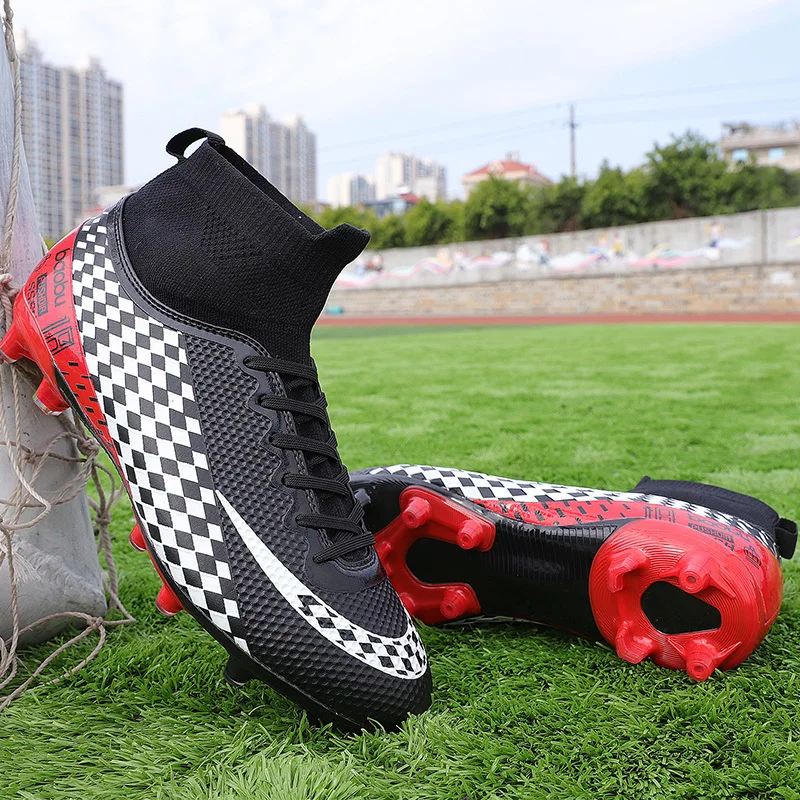 Botas De Futbol, футбольные бутсы для улицы, высокие футбольные бутсы, Детские шипы, тренировочные мужские спортивные кроссовки, размер 35-45, футбольные бутсы