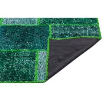 

Handmade Green Vintage Overdyed Patchwork Area Rug 120x180 Cm-3'11''X5'11''