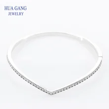 Хит, 925 пробы, Серебряный Блестящий браслет на запястье для женщин, нестареющий, украшенный камнями, браслет на запястье в форме шеврона