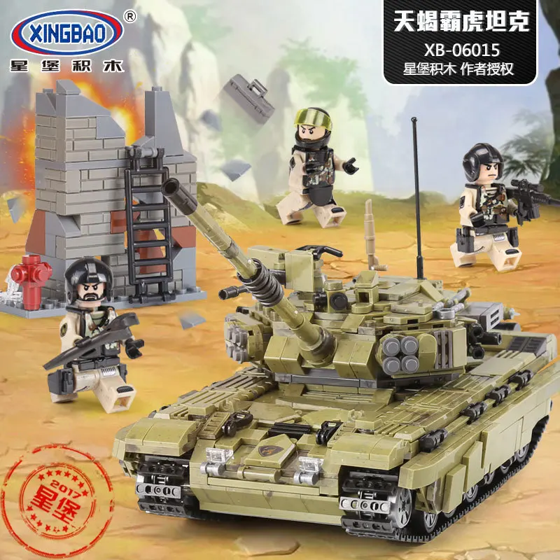 

XINGBAO Xb06015 Creative Military across the Battlefield Series Scorpio PA Tiger Tanks Assembled Fight Inserted Educational Toy