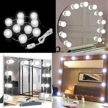 

10Pcs/Set USB 3 Color LED Light Bulb for Makeup Beauty Tabletop Vanity Mirror Hand Led Mirror