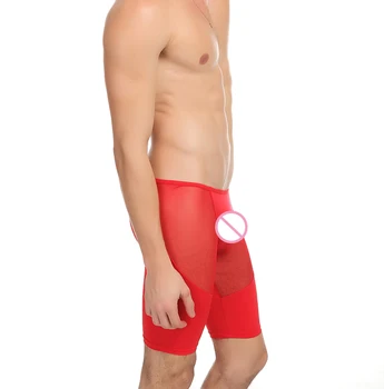 

Men Underwear Mens Sexy Transparent Male Boxer Shorts Men's Underpants Long Leg Hot Sale hombre U Convex Sleepwear Panties