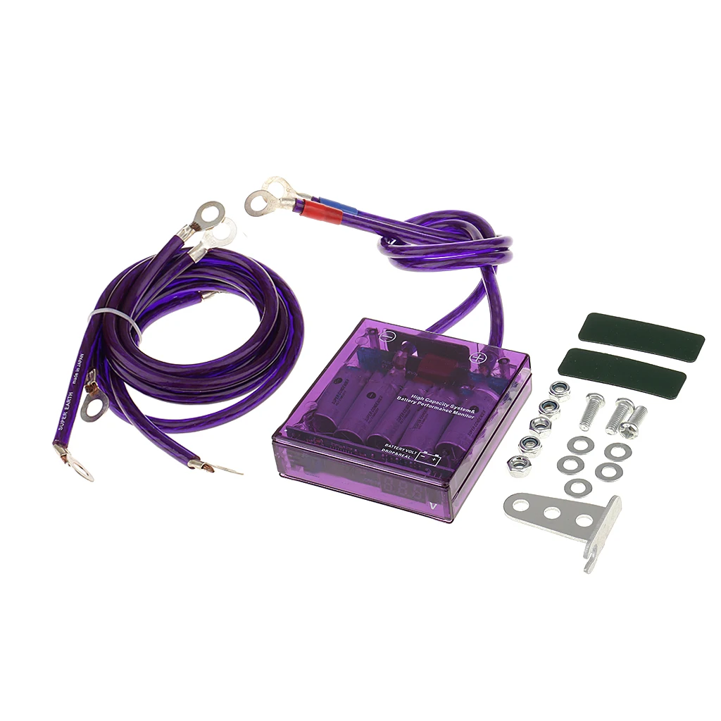 Фиолетовый Универсальный Автомобильный стабилизатор напряжения батареи для экономии топлива