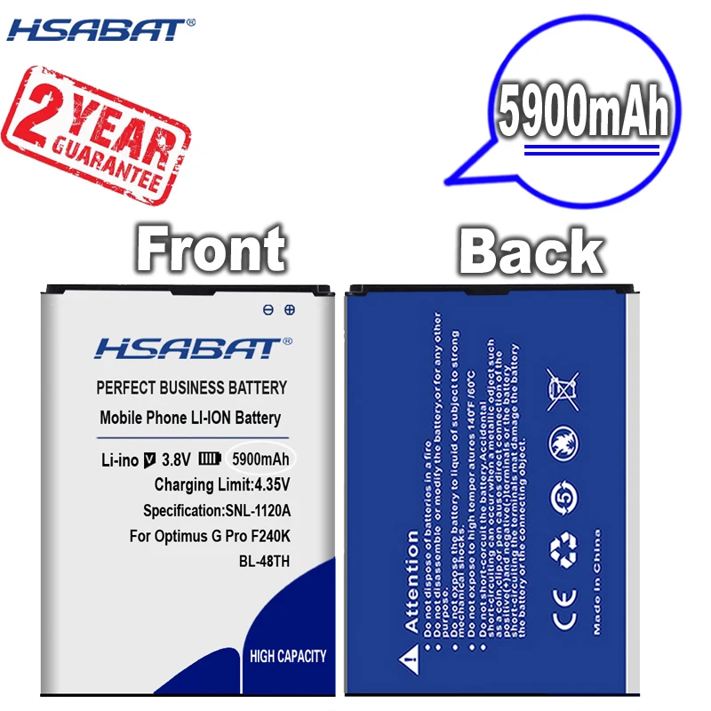 Аккумулятор на 5900 мА · ч для LG Optimus G Pro F240/K E980 E988 BL-48TH BL-47TH E940 F310 D684 F240S F240L 2 F350/S/L/K D838 |