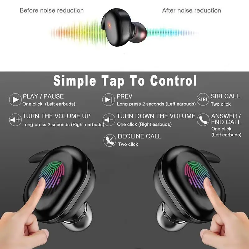 Y30 TWS Bluetooth Wireless Headphones Power Display Noise Reduction HD Call Stereo Earphones Touch Control Light Weight Earbuds