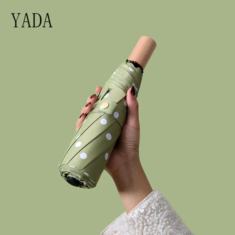 

YADA 2023 High Quality Folding Black Dot Umbrellas Charms Rain UV Round Point Umbrella For Women Windproof Umbrellas YS200056