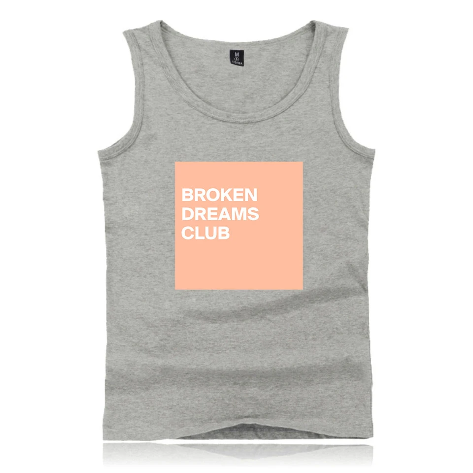 Broken Dreams клуб печати Для мужчин с О-образным вырезом топы весна лето Харадзюку Повседневное модные спортивные без рукавов жилет, распродажа