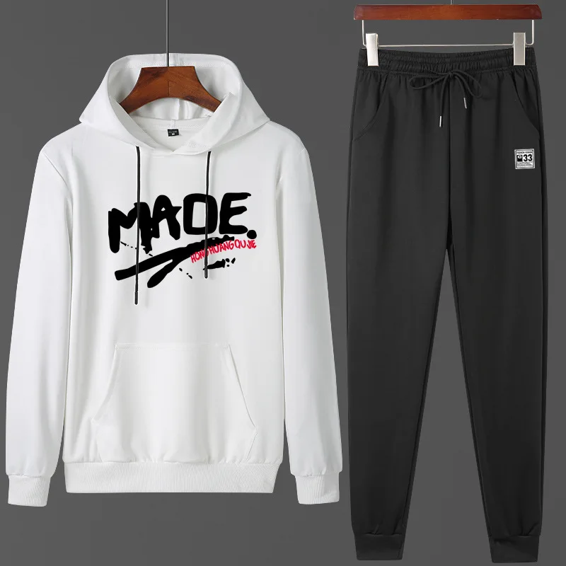 

New Style MEN'S Sportswear Set Spring And Autumn Korean-style Trend Hooded Pullover Hoodie Suit Coat Clothes