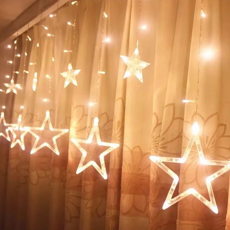 

Christmas Led Fairy Lights Festoon Led String Lights Star Garland on Window Curtain Indoor Tree Decoration Wedding Light