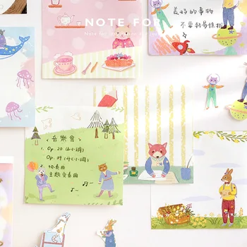 

4 Books Forest Story Series Student Memo Pad Planner Sticky Note Paper Sticker Kawaii Stationery Office School Supplies 40 Pages