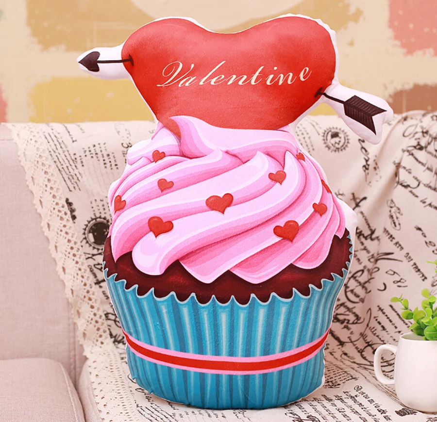A FAROOT 3D Ice Cream Cake Pillow Plush Soft Sofa Waist Throw Bed Cushion Stuffed Toys Decorative Pillow - Цвет: A
