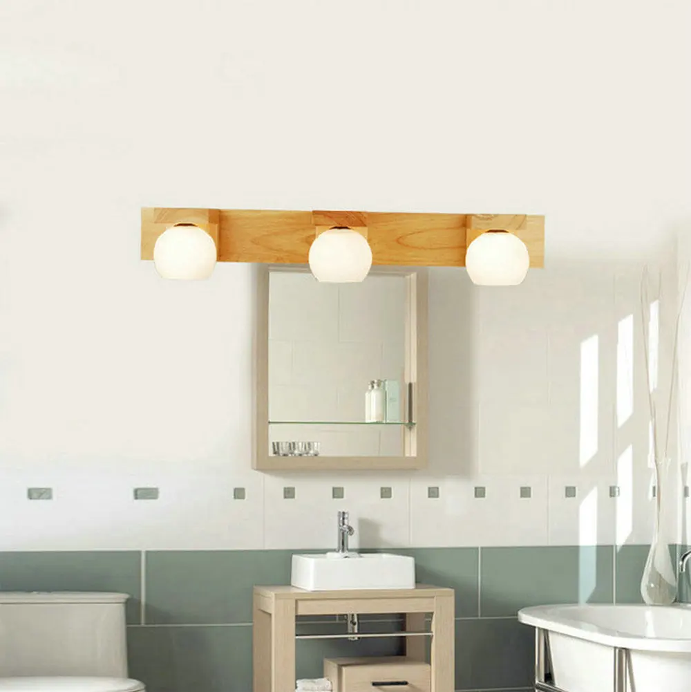 Luminária de Parede Moderna para Espelho de Banheiro Longa de Madeira Interior de Casa Lâmpada Iluminação g4 Led 110v 220v 1 Luzes e Iluminação