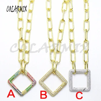 

3strands square pendant necklace clip clasp pendant neklcace color retention jewels fashion jewelry accessories for women 50961