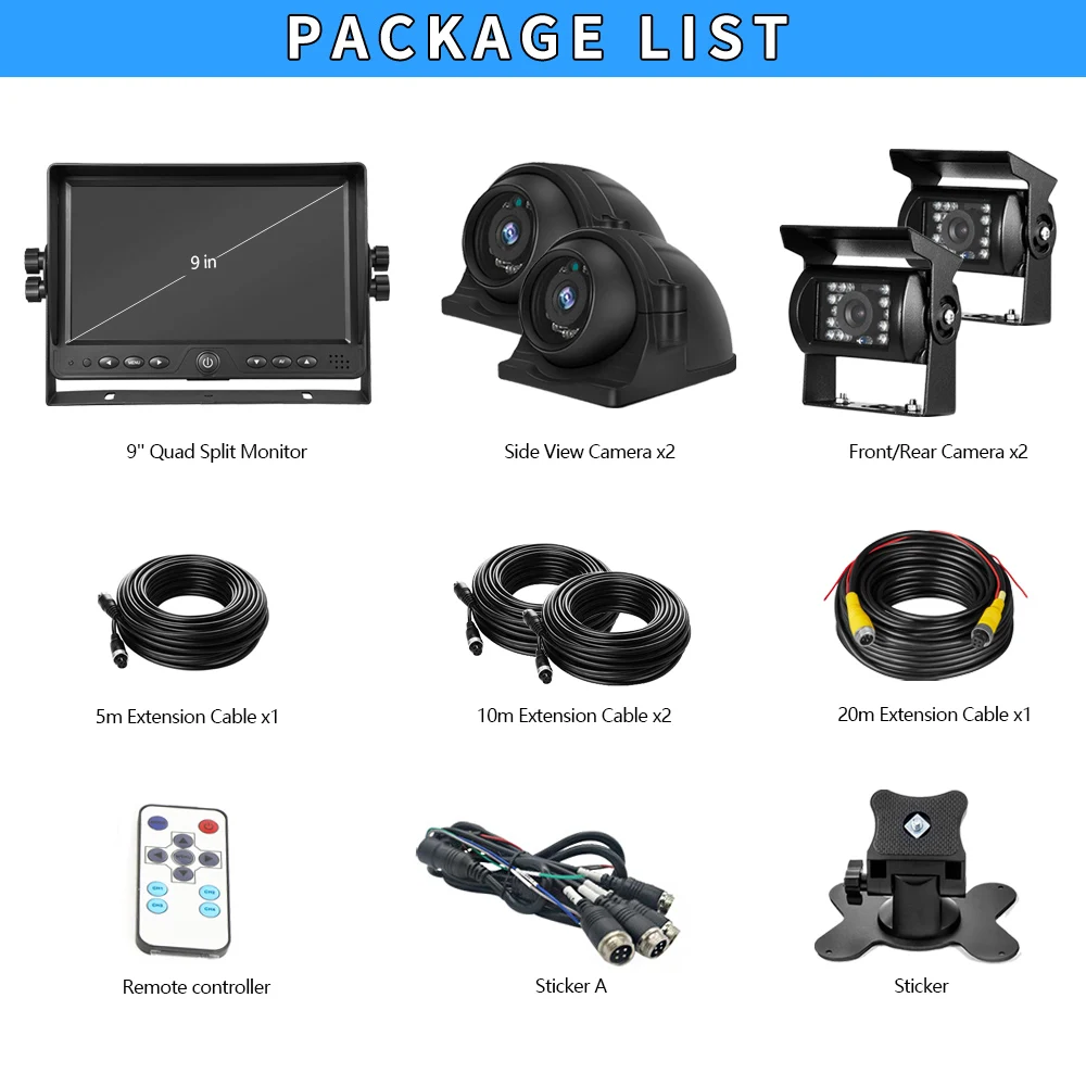9インチAHDトラック駐車バックアップシステム&内蔵DVR監視IPSスクリーン4カメラ4チャンネル分離720 P HD録音トラックバストレーラー用モーターホーム12 V-2 9インチAHDトラック駐車バックアップシステム\u0026内蔵DVR監視IPS