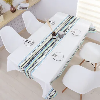 

Free Shipping 2020 New Designed Bohemian Ethos Style Stripe Printed 100%Polyester Waterproof Tablecloth