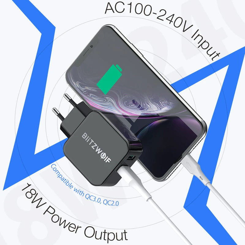 Tanie BlitzWolf QC3.0 Adapter USB podróżna ładowarka z wtyczką ue szybko ładująca ładowarka do telefonu dla iPhone 11X8 Plus dla Samsung Smartphone