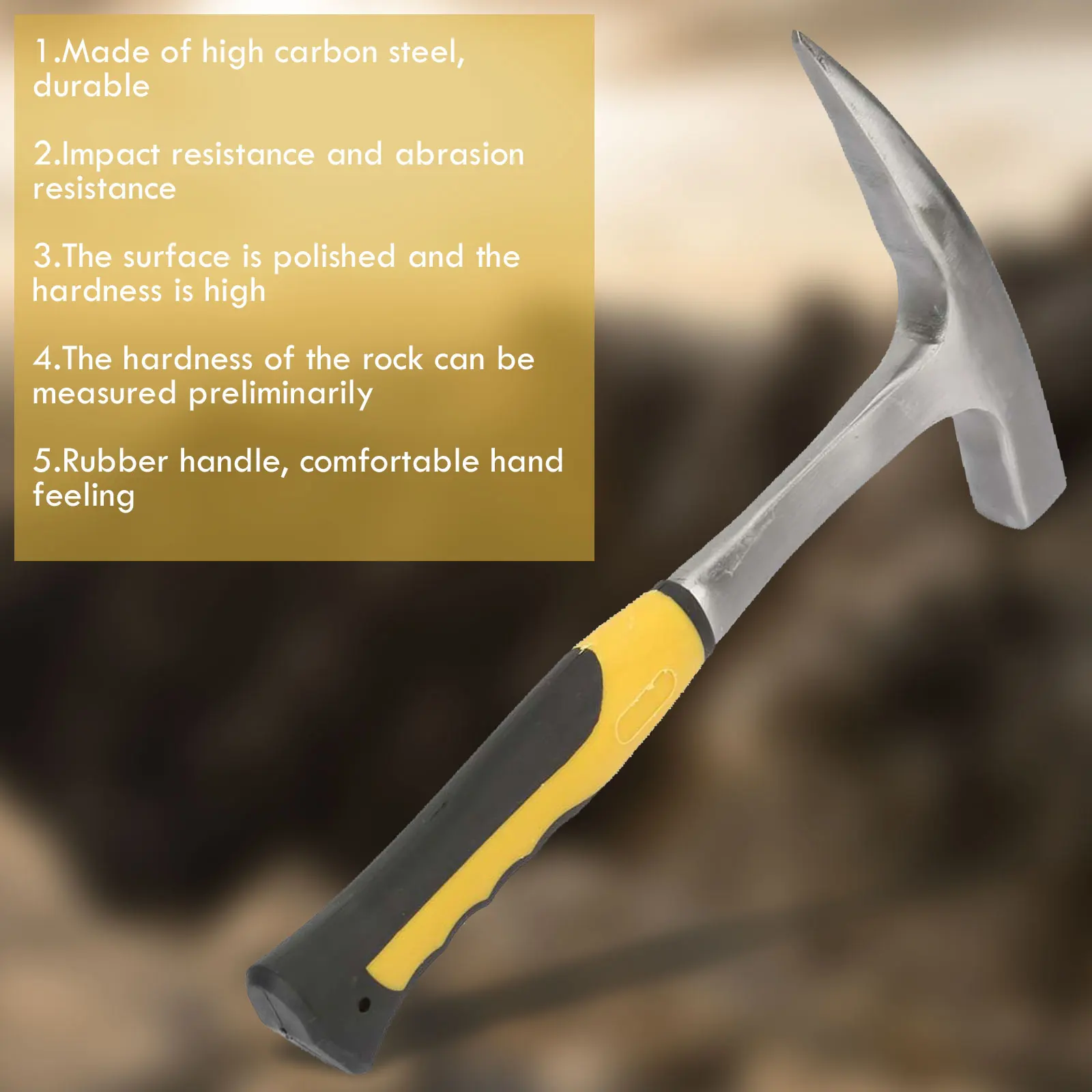 Tools VOGVIGO Steel Rock Pick Hammer With Pointed Tip Double Head Flat Mouth Geological Survey
